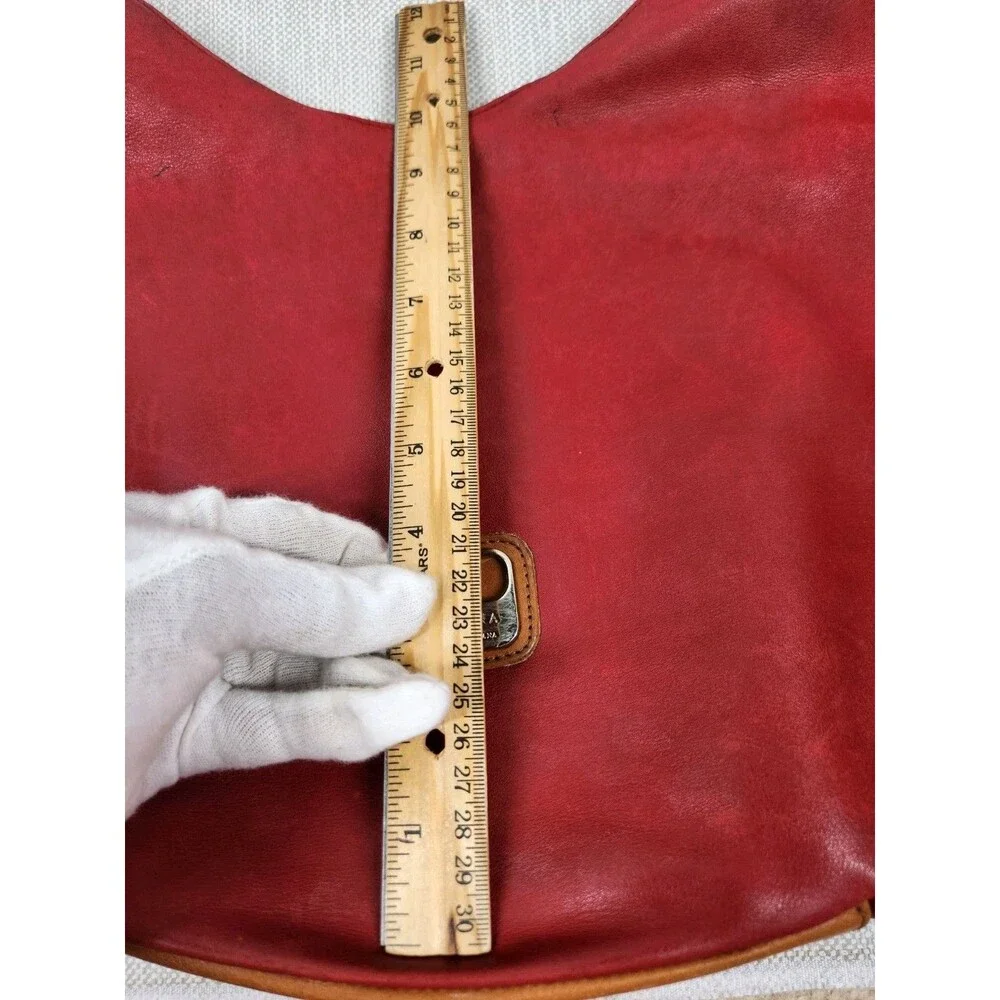 Valentina Red Brown Leather Hobo Shoulder Bag